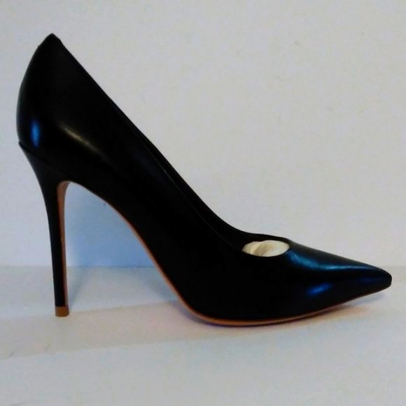 CÉLINE NEW 7.5 BLACK POINTED TOE LEATHER HEELS w BOX pumps womens - Picture 11 of 16